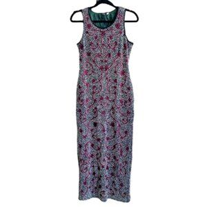 Vintage maxi embroidery and beads fitted dress